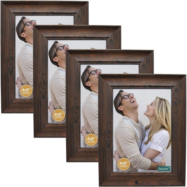 4 Pack Brown Wood Picture Frames 4x6 or 5x7 Via Amazon Online now